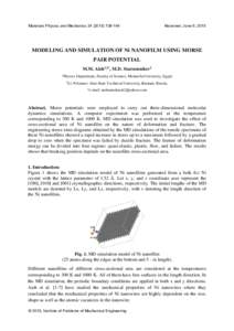 Materials Physics and Mechanics144  Received: June 6, 2015 MODELING AND SIMULATION OF Ni NANOFILM USING MORSE PAIR POTENTIAL