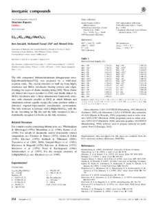 inorganic compounds Acta Crystallographica Section E Data collection  Structure Reports