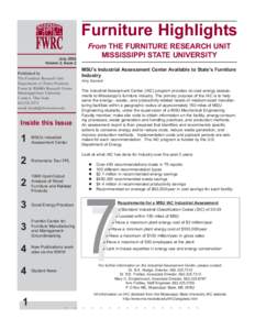 Furniture Highlights  FWRC From THE FURNITURE RESEARCH UNIT MISSISSIPPI STATE UNIVERSITY