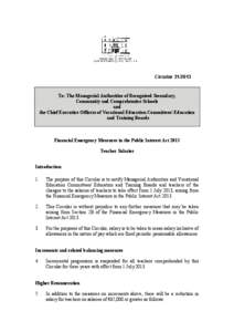 Circular[removed]To: The Managerial Authorities of Recognised Secondary, Community and Comprehensive Schools and the Chief Executive Officers of Vocational Education Committees/ Education