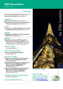 ESH Newsletter  La Ville Lumière Volume 3, 2015