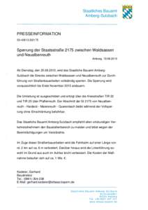 Staatliches Bauamt Amberg-Sulzbach PRESSEINFORMATION S3St2175