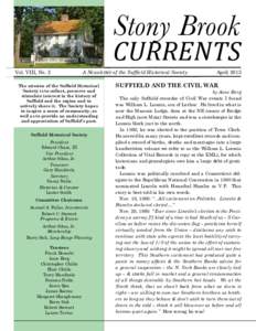 Stony Brook  CURRENTS Vol. VIII, No. 2  A Newsletter of the Suffield Historical Society