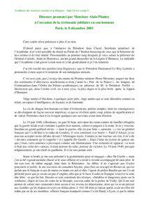 Académie des sciences morales et politiques – http://www.asmp.fr  Discours prononcé par Monsieur Alain Plantey