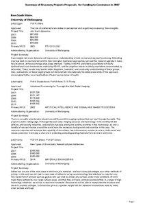 Summary of Discovery Projects Proposals for Funding to Commence in[removed]New South Wales