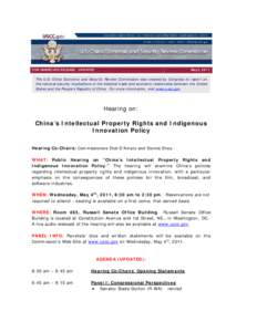 FOR IMMEDIATE RELEASE - UPDATED  May2, 2011 The U.S.-China Economic and Security Review Commission was created by Congress to report on the national security implications of the bilateral trade and economic relationship 