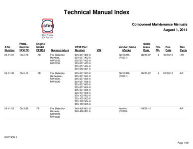 Technical Manual Index Component Maintenance Manuals August 1, 2014 CFM-TP.