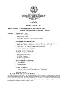 STATE OF TENNESSEE DEPARTMENT OF COMMERCE AND INSURANCE TENNESSEE STATE BOARD OF COSMETOLOGY 500 JAMES ROBERTSON PARKWAY NASHVILLE, TN[removed]2515