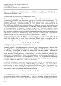 A sermon preached by the Rev’d Dr Daniel Dries Festival of Dedication Christ Church St Laurence – 15th September, 2013 May the words of my mouth and the meditations of our hearts be acceptable in your sight: O Lord, 