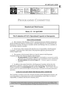 PC 103/7 & FC[removed]March 2010 PROGRAMME COMMITTEE Hundred and Third Session Rome, 12 – 16 April 2010