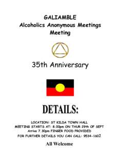 GALIAMBLE Alcoholics Anonymous Meetings Meeting 35th Anniversary