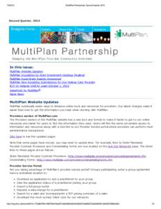 MultiPlan Partnership, Second Quarter 2014 Second Quarter, 2014