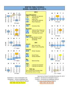 NEWTON PUBLIC SCHOOLS SCHOOL CALENDAR[removed]A U G/