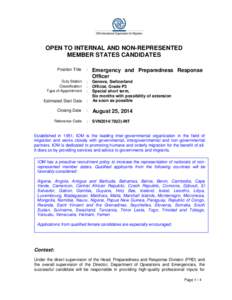 Disaster preparedness / Occupational safety and health / Internally displaced person / Inter-Agency Standing Committee / Management / Centre for Research on the Epidemiology of Disasters / Federal Emergency Management Agency / Humanitarian aid / Emergency management / Public safety