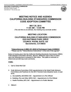 STATE OF CALIFORNIA – GOVERNMENT OPERATIONS AGENCY  GOVERNOR EDMUND G. BROWN JR. BUILDING STANDARDS COMMISSION 2525 Natomas Park Drive, Suite 130