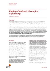 Tax Flash Report by PwC experts Paying dividends through a depository August[removed]Issue No. 18