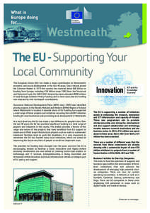 The EU -Supporting Your Local Community The European Union (EU) has made a major contribution to Westmeath’s economic and social development in the last 40 years. Since Ireland joined the Common Market in 1973 the coun