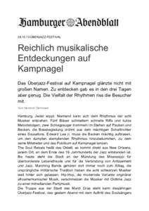  ÜBERJAZZ-FESTIVAL  Reichlich musikalische Entdeckungen auf Kampnagel Das Überjazz-Festival auf Kampnagel glänzte nicht mit