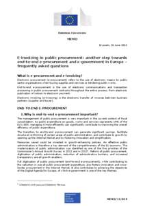 EUROPEAN COMMISSION  MEMO Brussels, 26 June[removed]E-invoicing in public procurement: another step towards
