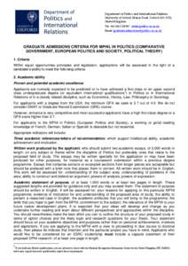 Department of Politics and International Relations University of Oxford, Manor Road, Oxford OX1 3UQ United Kingdom Tel: +[removed]www.politics.ox.ac.uk Email: [removed]