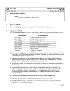 CSN Policy  Signature Authorization Policy FIN 15.2 Effective Date: [removed]