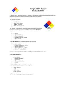 Sample NFPA Placard Biodiesel (B100) A Material Safety Data Sheet (MSDS) is designed to provide both workers and emergency personnel with the proper procedures for handling or working with a particular substance. The pan