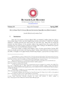 RUTGERS LAW RECORD The Internet Journal of Rutgers School of Law | Newark www.lawrecord.com Volume 34