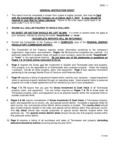 GAS – I GENERAL INSTRUCTION SHEET 1. This report must be completed in proper form (typed or legibly printed), and must be filed with the Comptroller of the Treasury on or before April 1, 2015. A copy should be