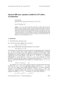 Inverse Problems[removed]–1487. Printed in the UK  PII: S0266[removed]Spectral difference equations satisfied by KP soliton wavefunctions