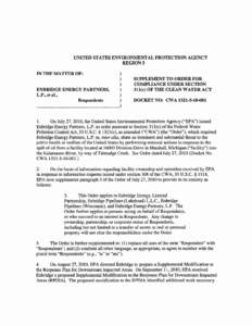 Supplement to order for compliance under section 311(c) of the Clean Water Act - Docket No. CWA[removed]September 23, 2010