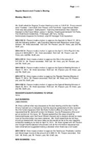 Page 1 of 6 Regular Beavercreek Trustee’s Meeting Monday, March 31,  2014