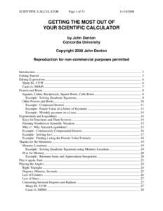 USING YOUR SCIENTIFIC CALCULATOR INTELLIGENTLY