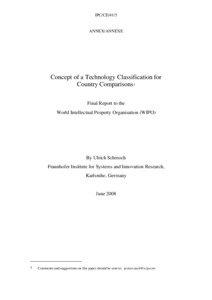 Document IPC/CE/41/5, Annex, Conception of a Technology Classification for Country Comparisons, 41th session of the IPC Committee of Experts