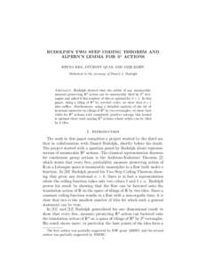 RUDOLPH’S TWO STEP CODING THEOREM AND ALPERN’S LEMMA FOR Rd ACTIONS ˙ BRYNA KRA, ANTHONY QUAS, AND AYS¸E S¸AHIN Dedicated to the memory of Daniel J. Rudolph