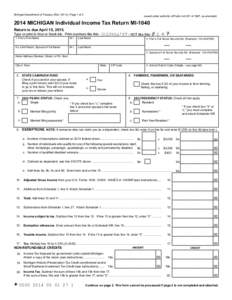 2014 Michigan Individual Income Tax Return MI-1040