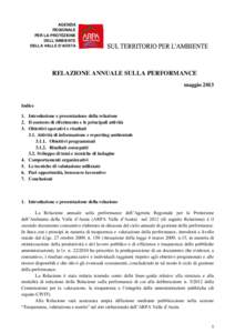 AGENZIA REGIONALE PER LA PROTEZIONE DELL’AMBIENTE DELLA VALLE D’AOSTA