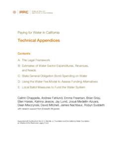 Paying for Water in California  Technical Appendices Contents A: The Legal Framework B: Estimates of Water Sector Expenditures, Revenues,