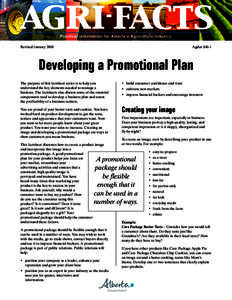 Revised January 2008	  Agdex[removed]Developing a Promotional Plan The purpose of this factsheet series is to help you