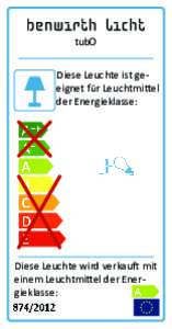 tubO Diese Leuchte ist geeignet für Leuchtmittel der Energieklasse: Diese Leuchte wird verkauft mit einem Leuchtmittel der Energieklasse: