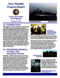 Navy Monthly Progress Report Former Mare Island Naval Shipyard February 26, 2009