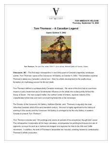 Canada / The Jack Pine / Group of Seven / Vancouver / Art Gallery of Ontario / Joan Murray / Gershon Iskowitz / Visual arts / Canadian art / Tom Thomson