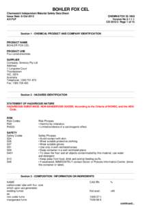 BOHLER FOX CEL Chemwatch Independent Material Safety Data Sheet Issue Date: 8-Oct-2012 A317LP  CHEMWATCH