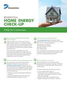 Residential  Home Energy Check-Up FAQs for Contractors