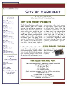 Summer 2008 Newsletter  City of Humboldt CALENDAR June 27th