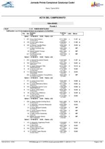 Jornada Prèvia Campionat Catalunya Cadet Gavà, 7 junio 2014 ACTA DEL CAMPEONATO 100m MASC. Ronda 2