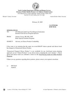 North Carolina Department of Health and Human Services Division of Public Health •Women’s & Children’s Health Section 1914 Mail Service Center • Raleigh, North Carolina[removed]Tel[removed] • Fax[removed]