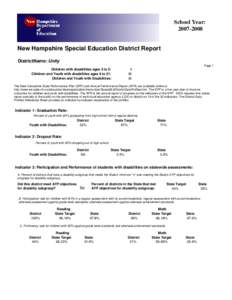 School Year: [removed]New Hampshire Special Education District Report DistrictName: Unity Page 1