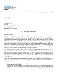 Economy of the United States / Public Company Accounting Oversight Board / United States corporate law / Sarbanes–Oxley Act / Audit / American Institute of Certified Public Accountants / Bill Gradison / U.S. Securities and Exchange Commission / Accountancy / Business / Auditing