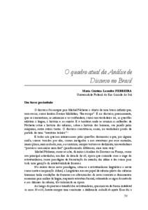 O quadro atual da Análise de Discurso no Brasil Maria Cristina Leandro FERREIRA