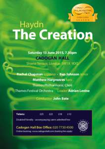 Golden Jubilee SEASON Haydn  The Creation